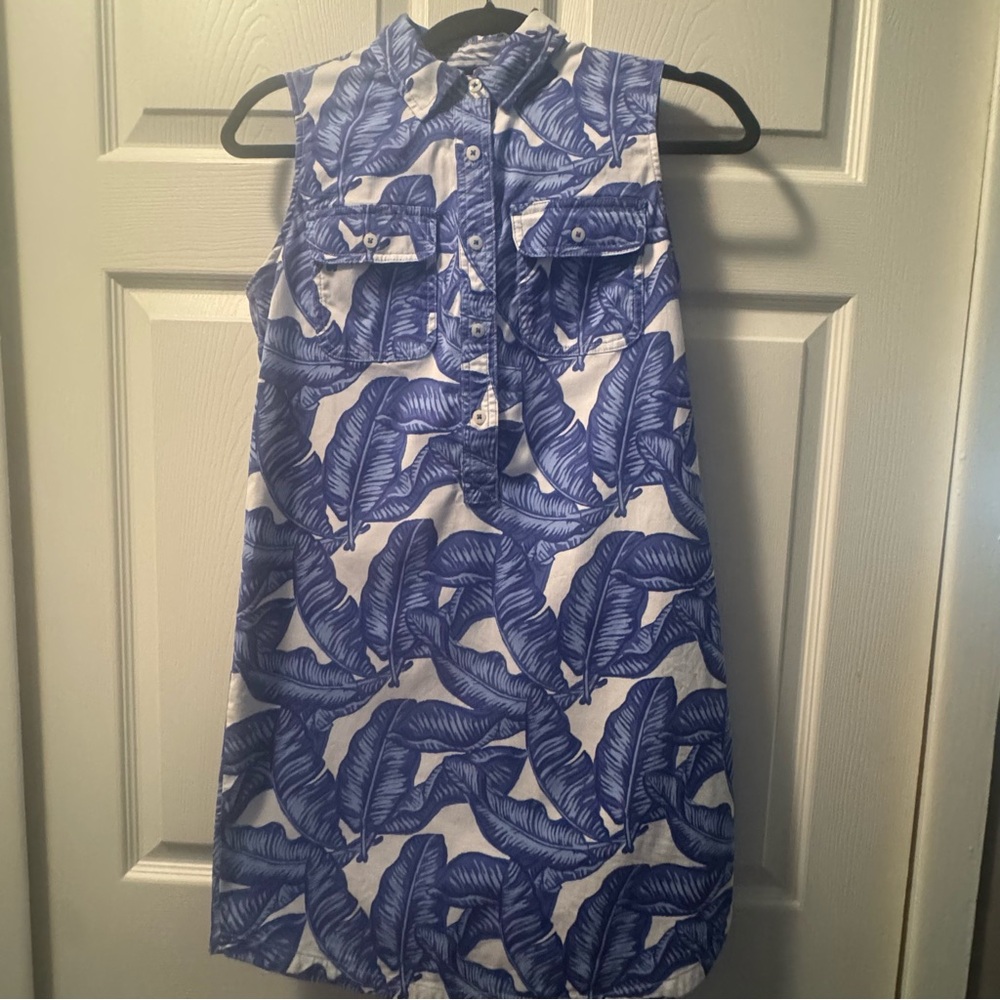 Vineyard Vines Blue Leaf Print Dress